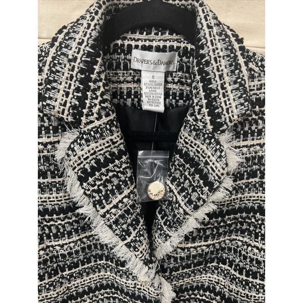 Drapers & Damons Jacket Womens Small Tweed Metallic Grannycore Blazer NEW - Picture 3 of 13